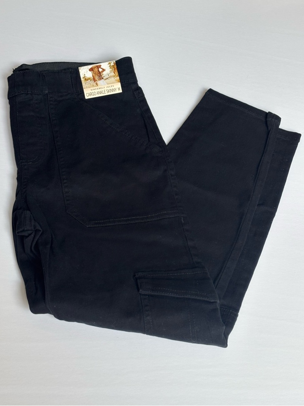 Sincerely Jules Black Cargo Ankle Skinny Pants NWT